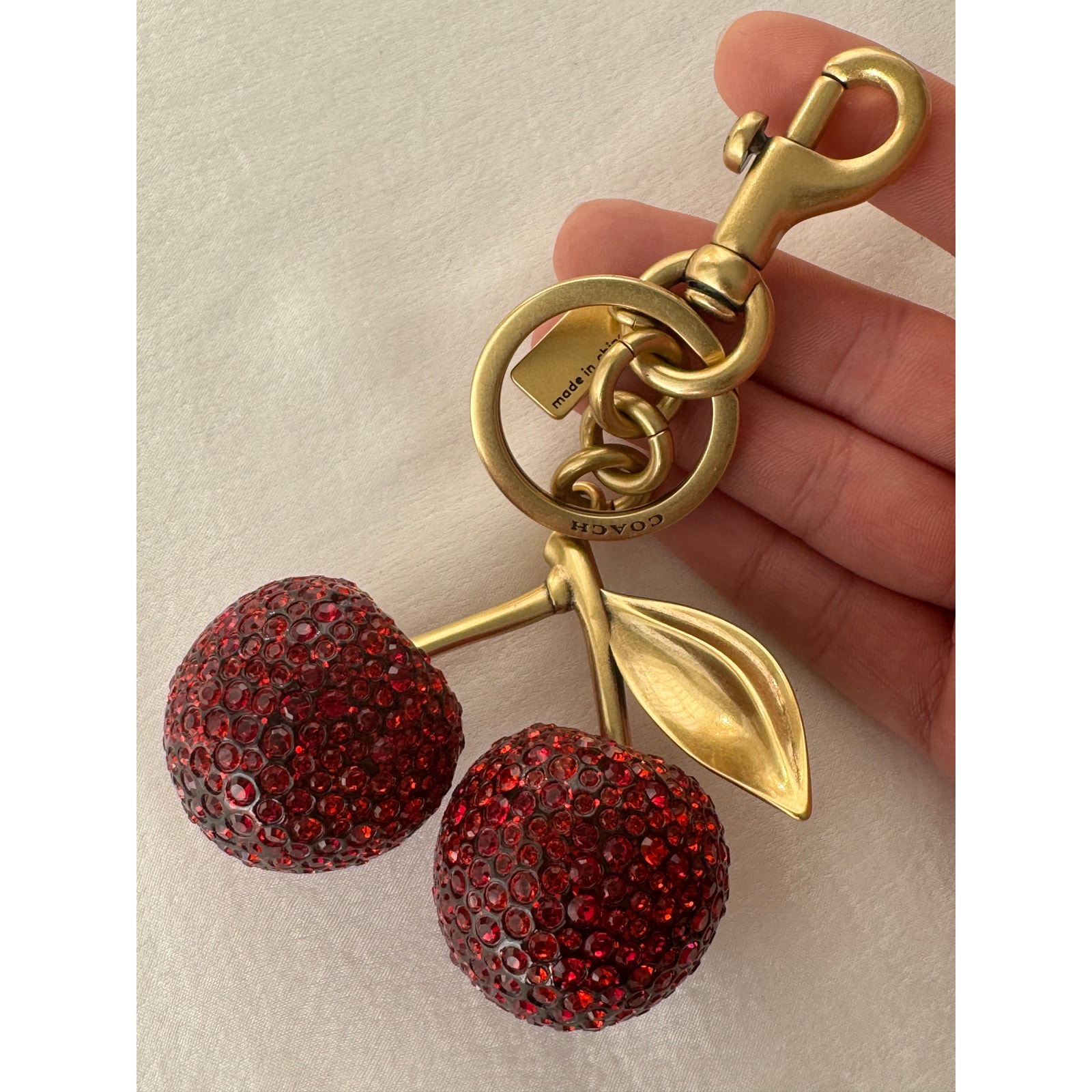Coach Red Crystal Cherry Charm
